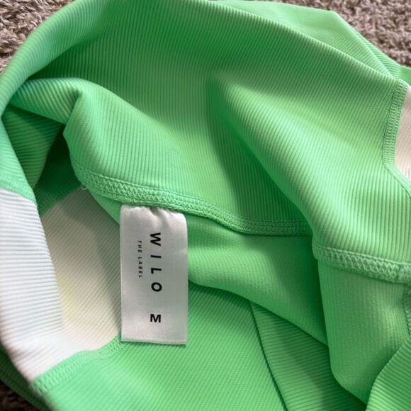 Willo Lime Green& White Ribbed Biker Shorts & Sports Bra - Picture 7 of 8